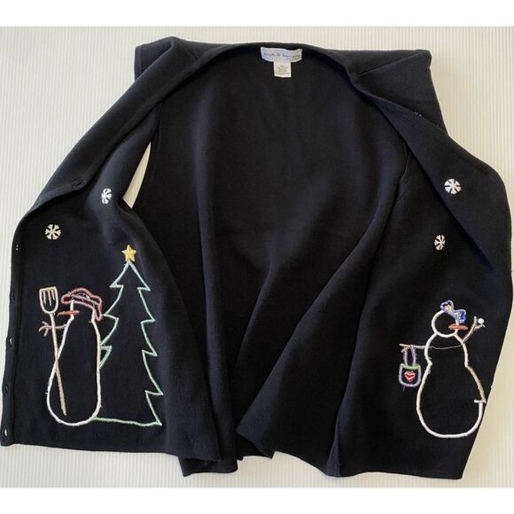 Croft & Barrow Women's Vest Snowmen Christmas Tree Brass Buttons Size 2XL - Picture 5 of 10